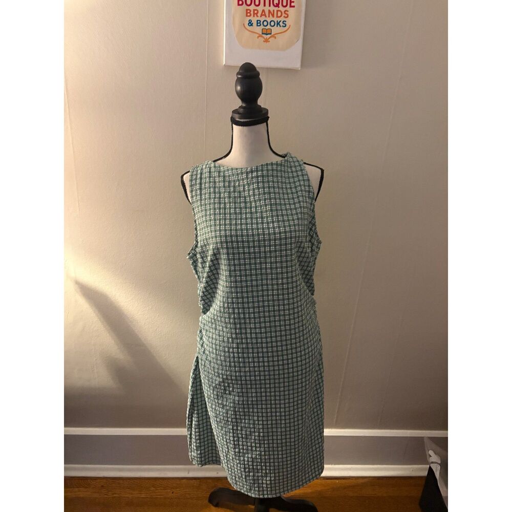 Halara Boat Neck Sleeveless Gingham Mini Dress with Pockets — Size Large NWT - Picture 4 of 7